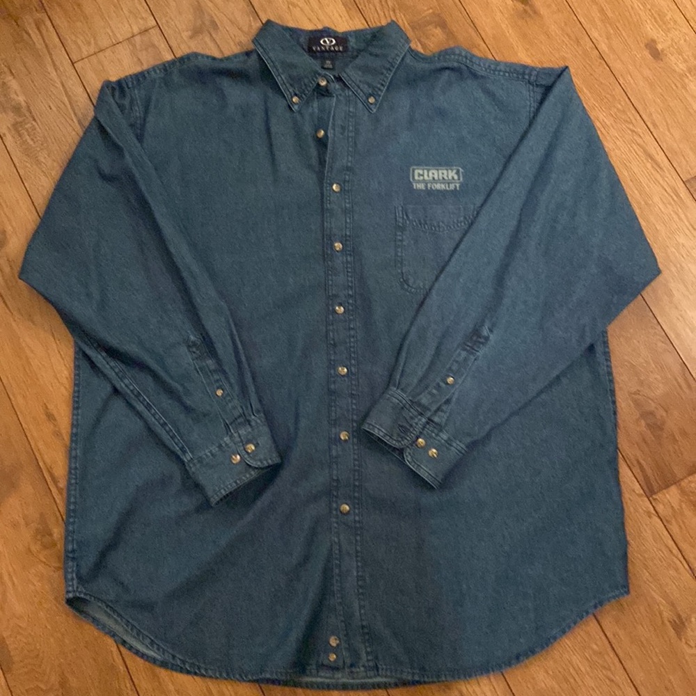 Blue Button Down Jeans Shirt XXL
